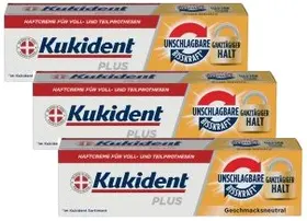 שלישיית קוקידנט פלוס משחת הצמדה לשיניים לתותבות - Kukident Plus