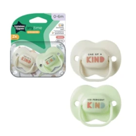 טומי טיפי זוג מוצצי סיליקון 0-6m הכי טבעי