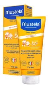 MUSTELA- תחליב הגנה מהשמש- לתינוקות וילדים לגוף ולפנים- +SPF50